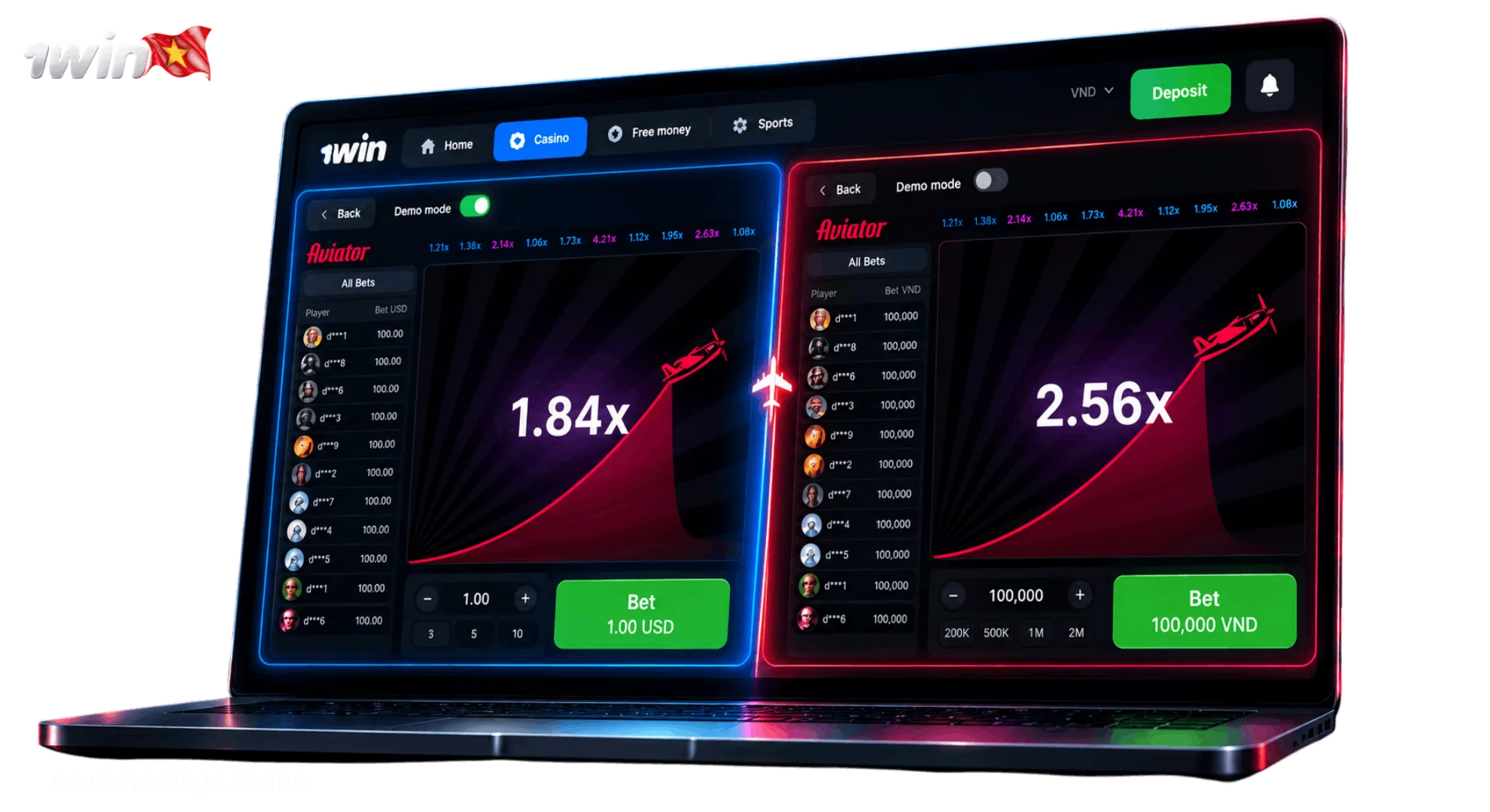 Demo mode vs real money play in 1win Aviator crash game