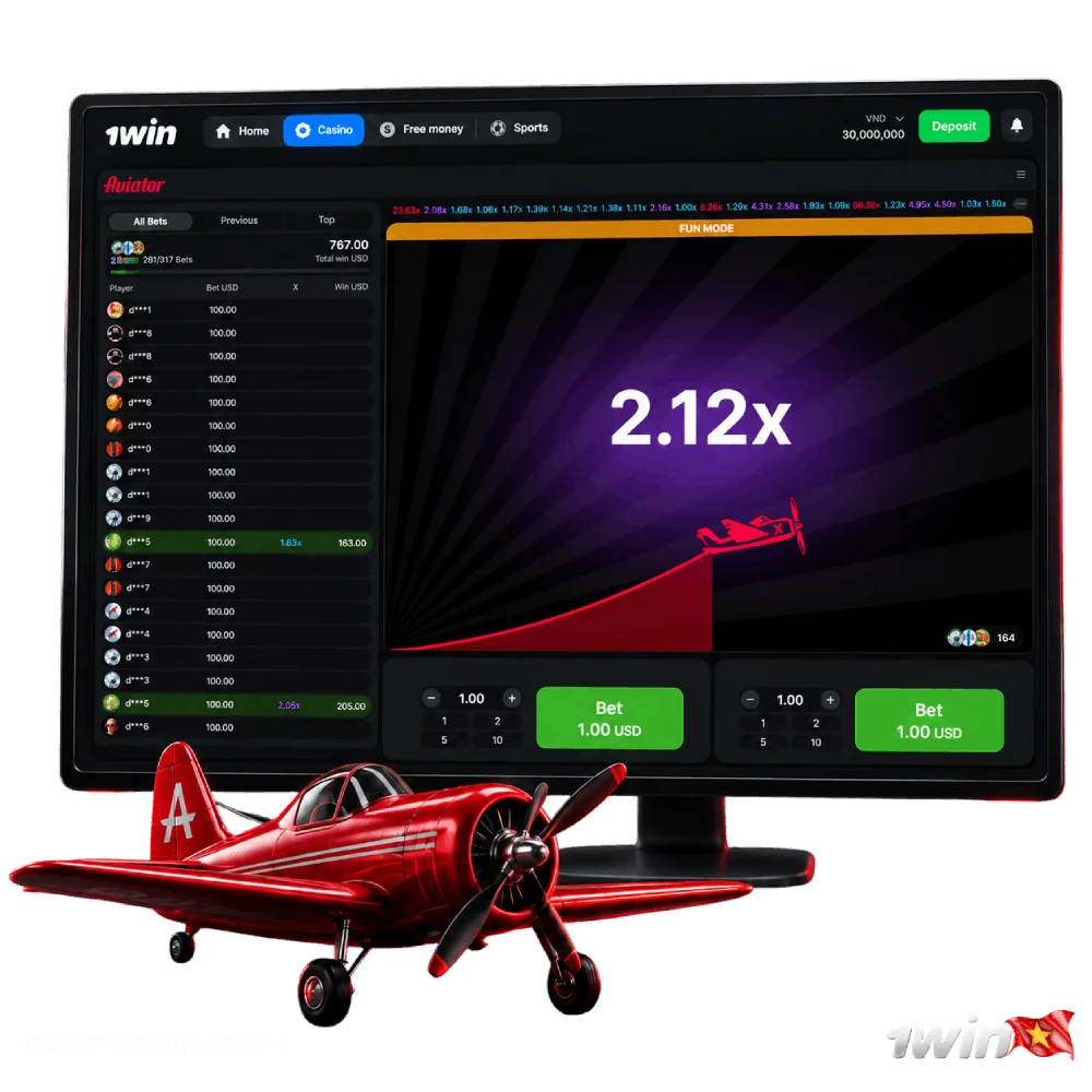 Aviator Spribe crash game multiplier and instant cashout on 1win Vietnam