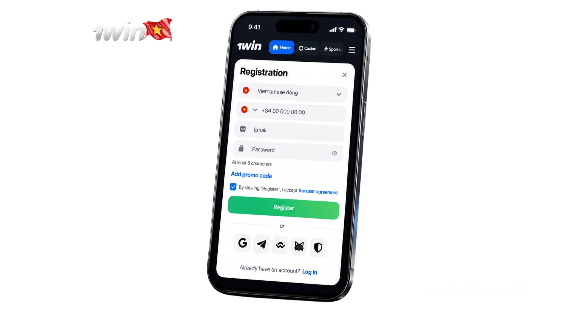 Create 1win Vietnam account to claim welcome bonus package