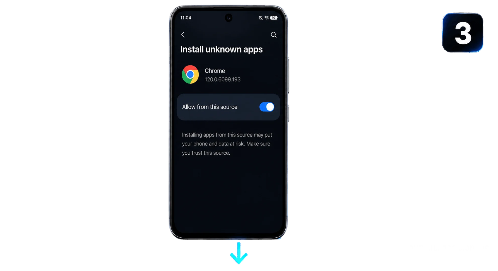 Step 3 allow installation from unknown sources in Android security settings