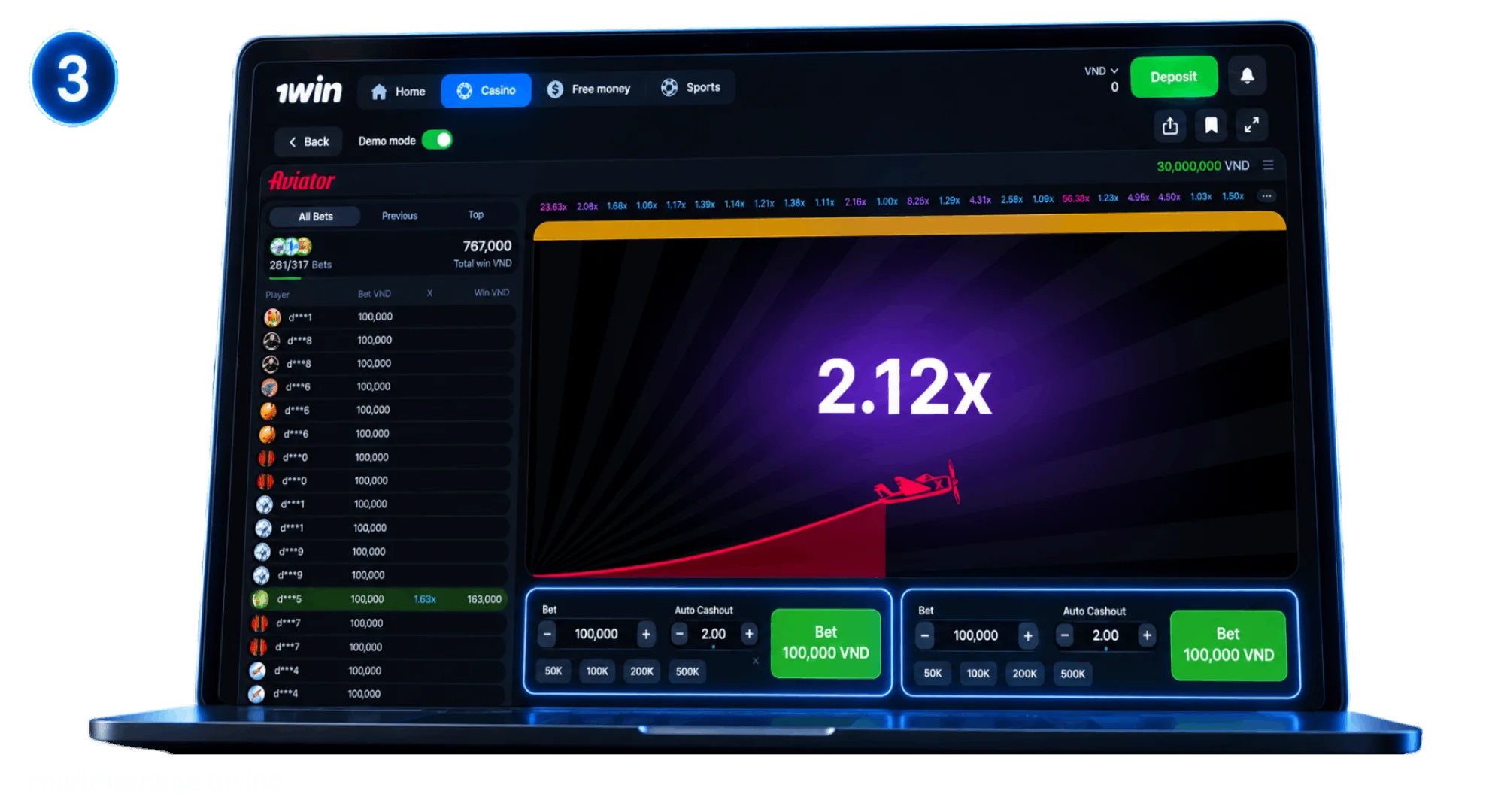 Step 3 set bet amount and configure auto cashout in Aviator